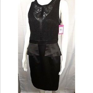 Vince Camuto Black Peplum Lace Derby Dress